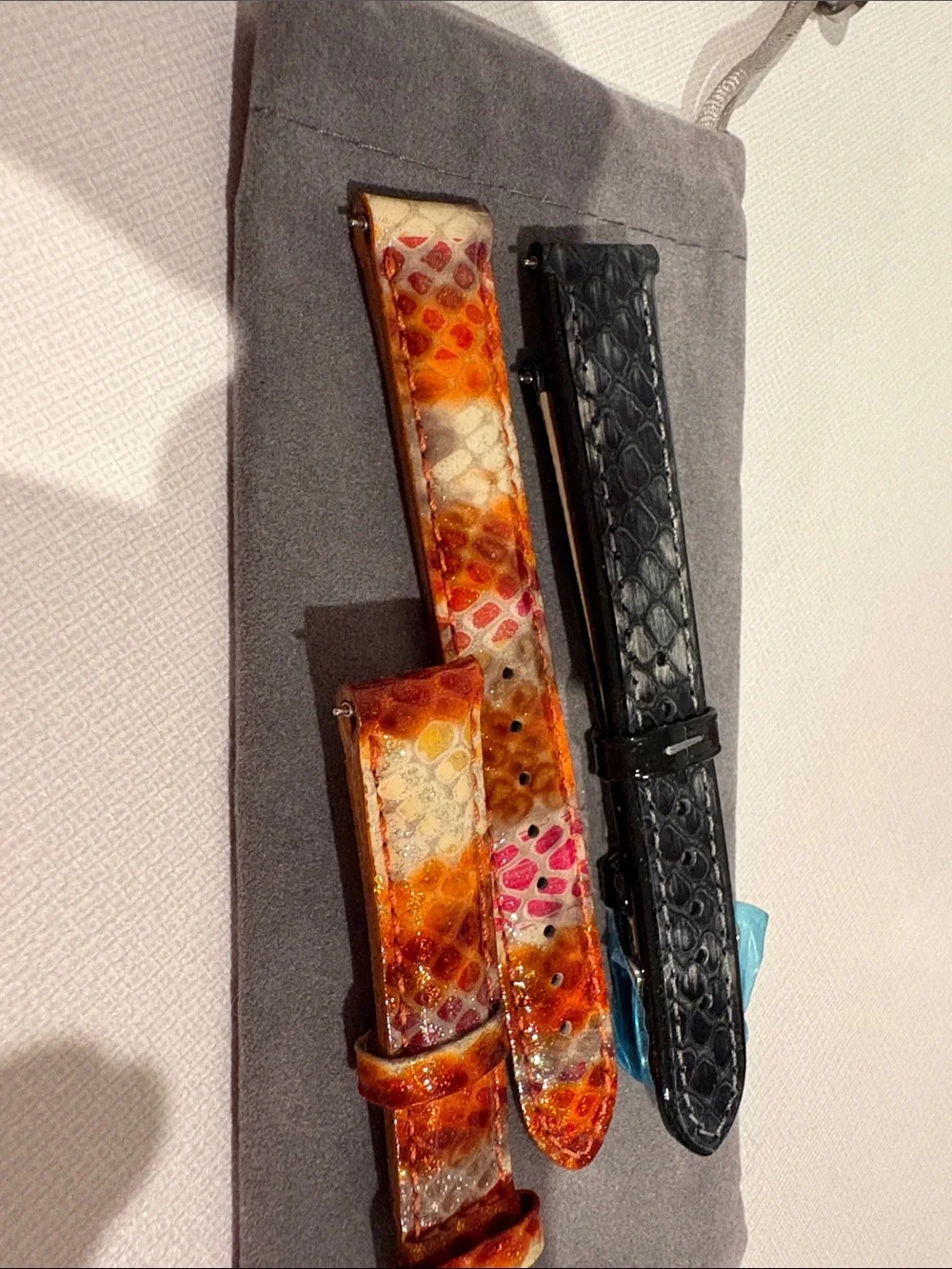 Michele Black and Amber Watch Strap Duo